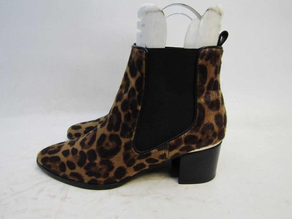 Nine West Womens Size 7.5 M Cheetah Print Pony Hair Chelsea Ankle Fashion Boots